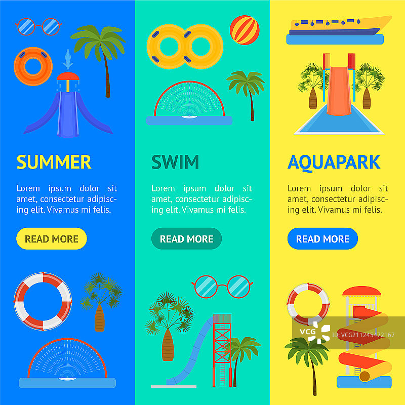 卡通水上乐园游乐场竖版banner图片素材