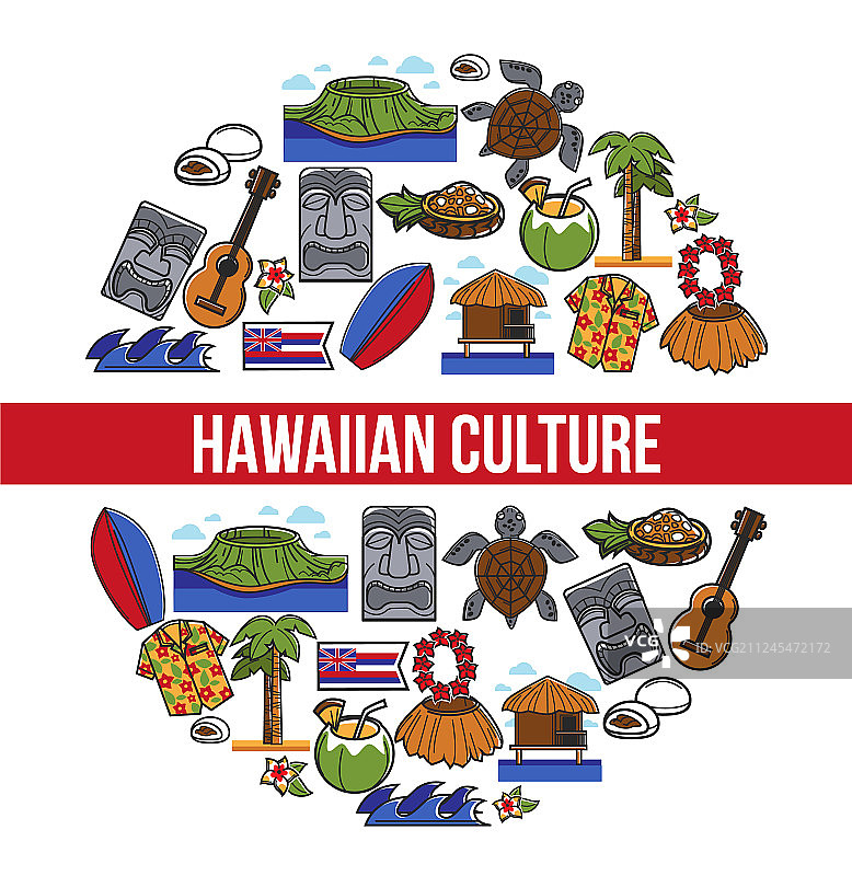 夏威夷文化旅游符号图片素材