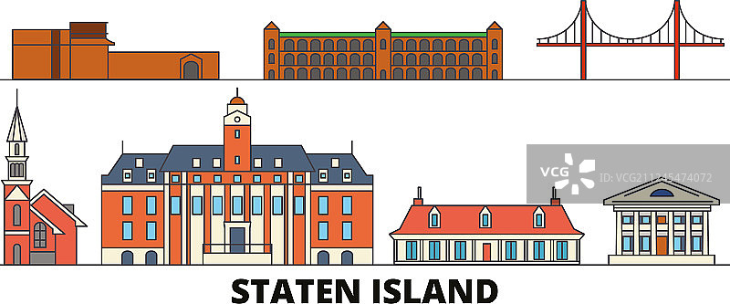 美国纽约斯塔滕岛扁平设计图片素材