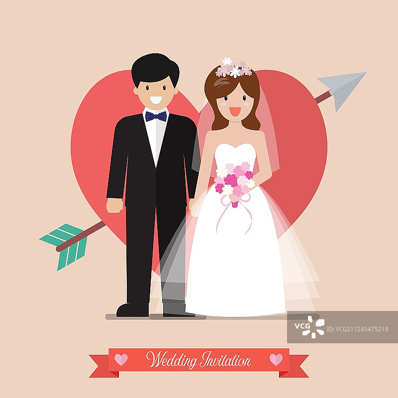 新婚夫妇婚礼请柬图片素材