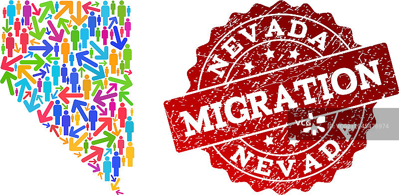 内华达州马赛克地图的迁徙构成图片素材