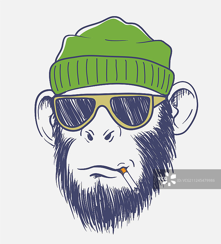 抽烟的酷炫猴子图片素材