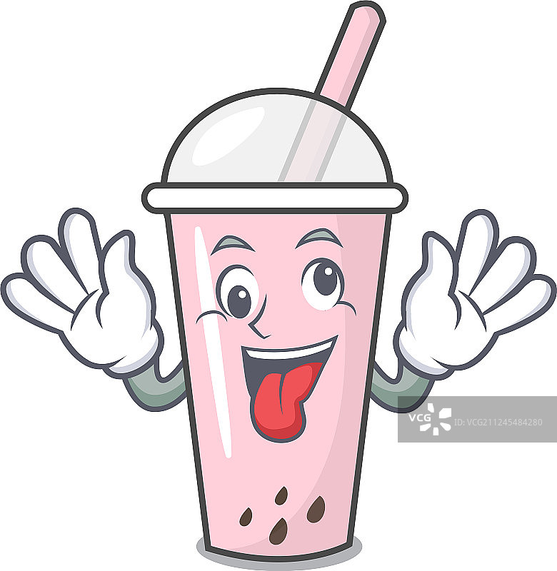 疯狂的覆盆子珍珠奶茶卡通角色图片素材