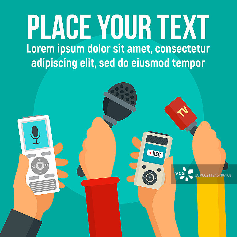 现代数字录音机概念背景扁平设计图片素材