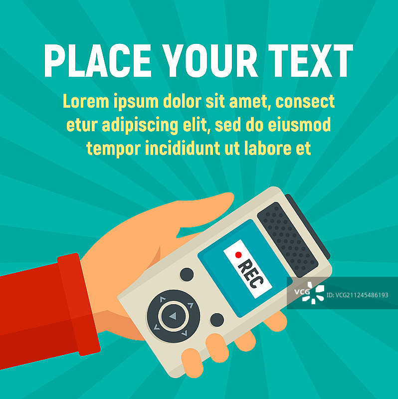 扁平风格数字录音机概念背景图片素材