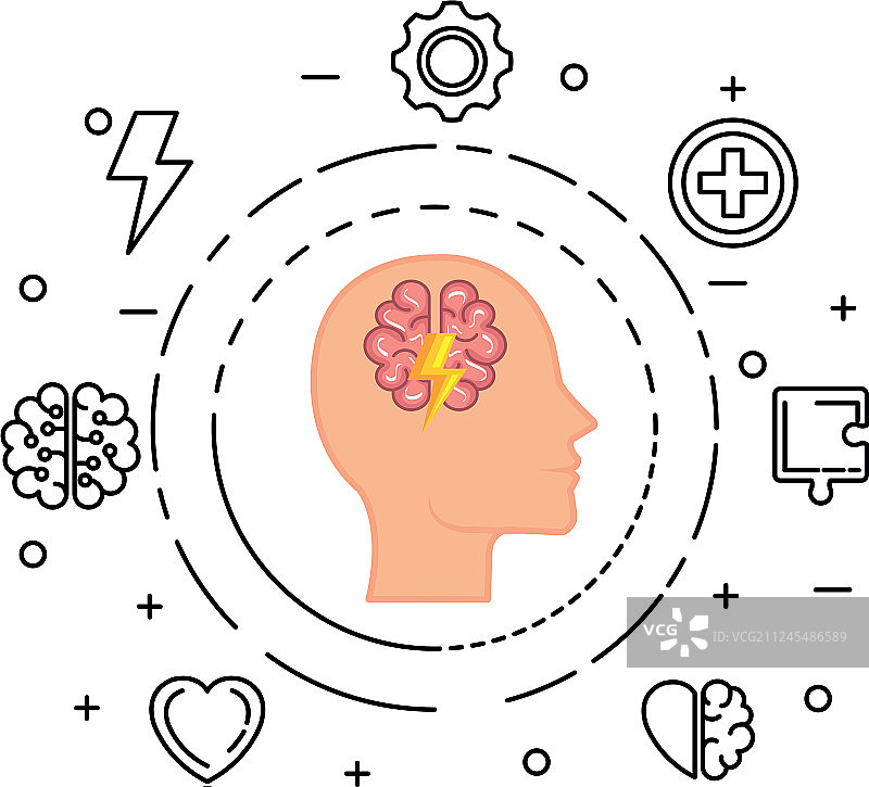 大脑射线能量图标侧面图片素材