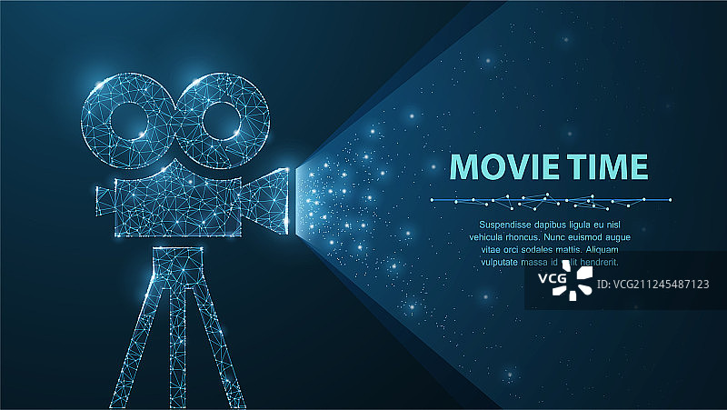 多边形线框电影放映机放映电影图片素材