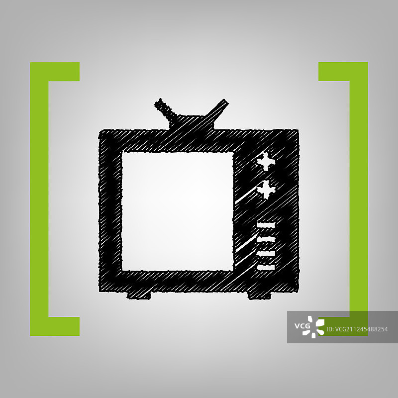 电视机黑色涂鸦图标图片素材