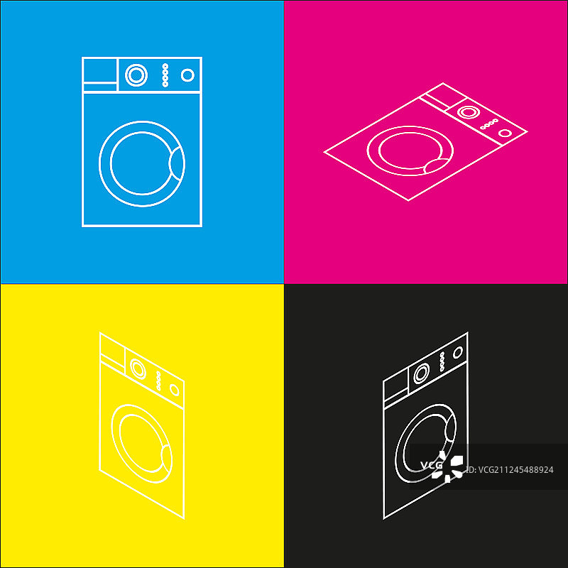 带洗衣机标志的白色图标图片素材