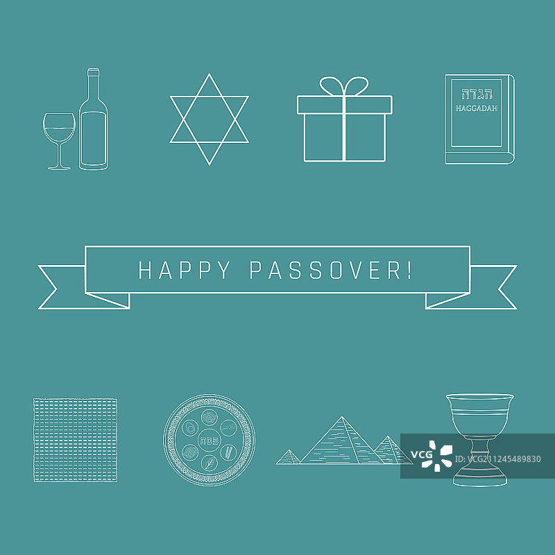 逾越节节日扁平设计白色细线图片素材
