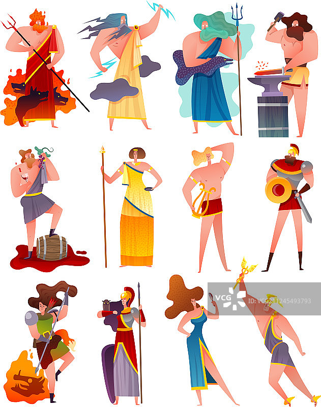 希腊神话卡通人物合集图片素材