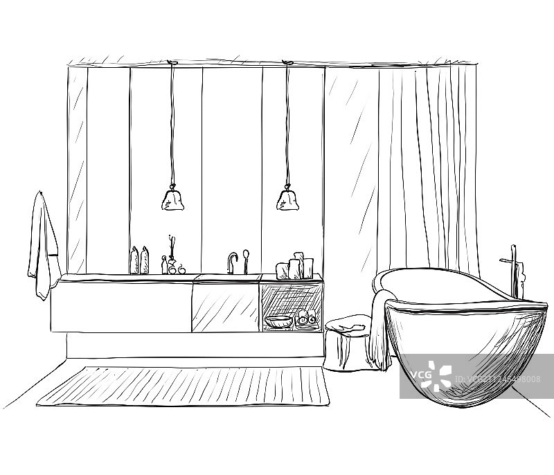 手绘浴室图片素材