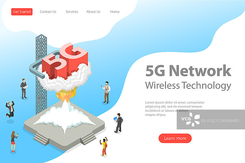 2.5D扁平化5G落地页模板图片素材