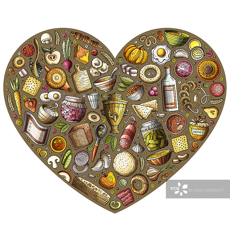 俄罗斯食物卡通涂鸦素材集图片素材