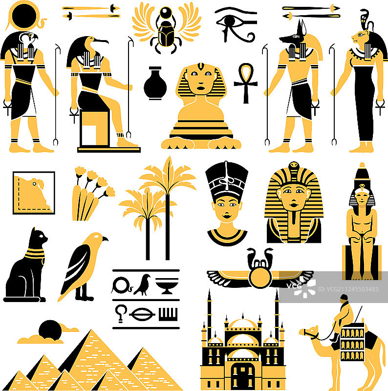 埃及符号装饰图标集图片素材