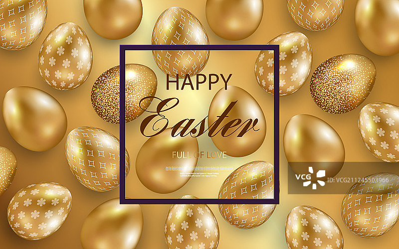 金色复活节彩蛋贺卡图片素材