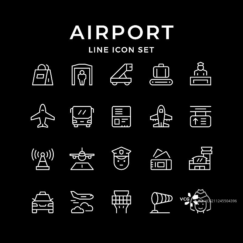 机场系列线性图标图片素材
