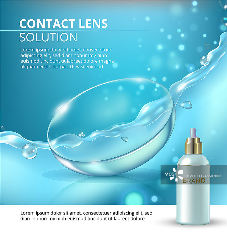 隐形眼镜护理液广告：透明液体倾泻而下图片素材