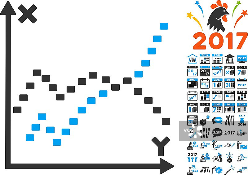 带2017年奖金的点状函数图图标图片素材