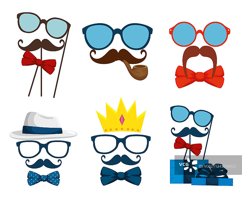 眼镜、胡子和领结配饰套装图片素材