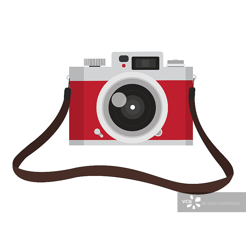 红色复古相机与相机带图片素材