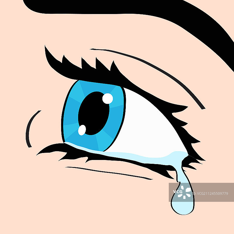 蓝色眼睛和眼泪的特写，哭泣的女人图片素材