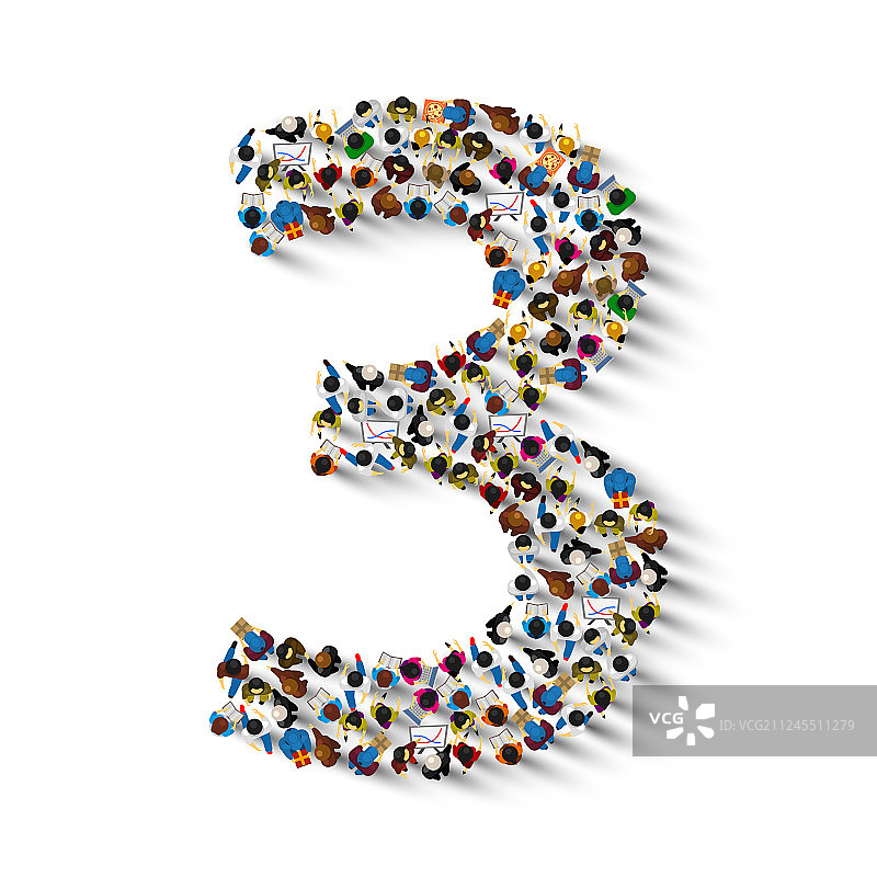 人群组成数字3图片素材