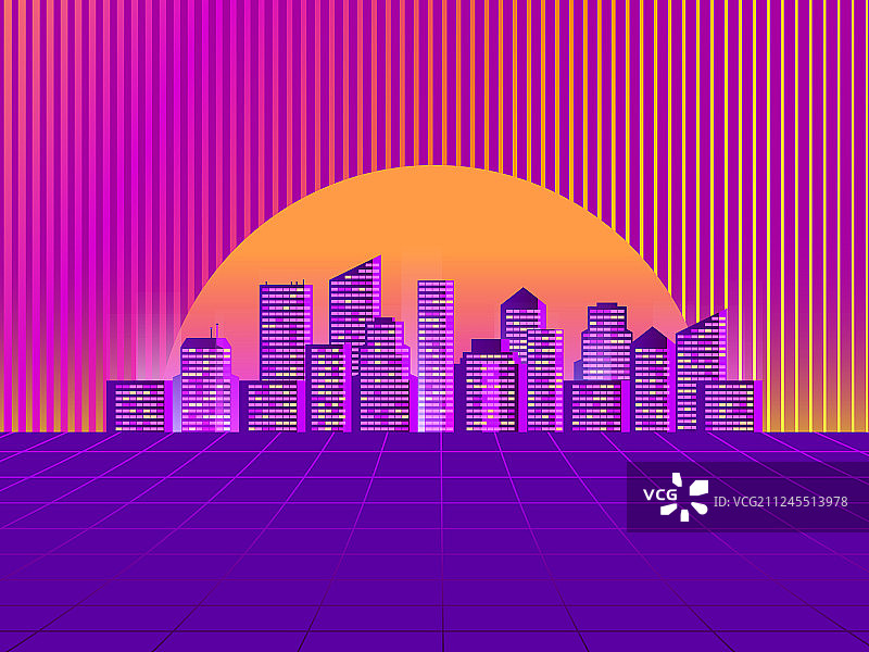 80年代复古未来主义城市图片素材