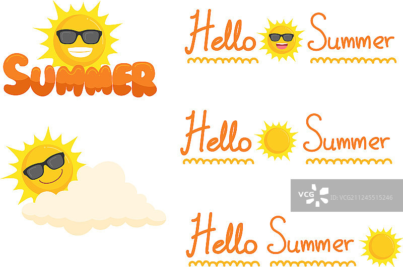 戴眼镜的太阳图标符号集图片素材