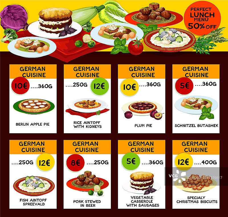 德国传统美食菜单图片素材