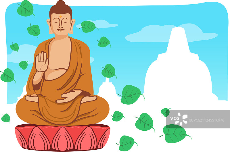 微笑的佛像，迎接卫塞节图片素材