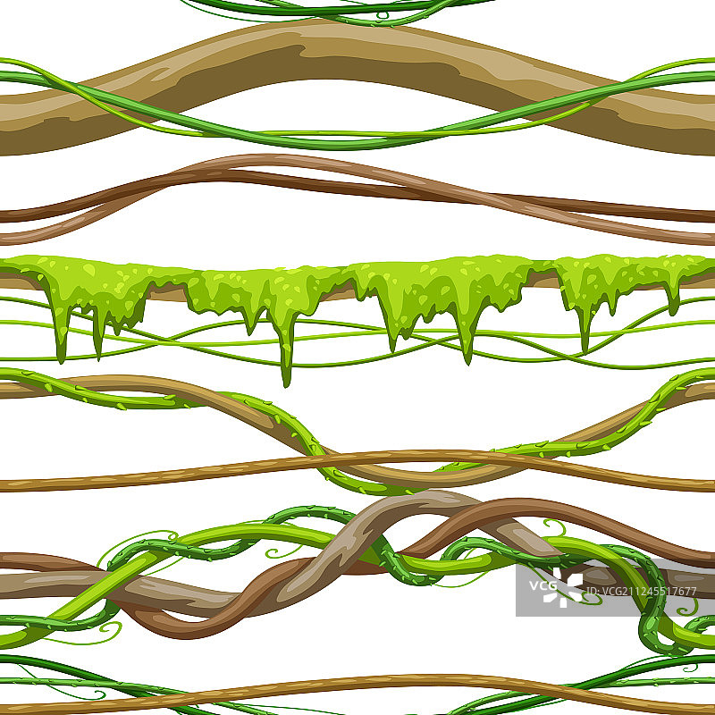 缠绕的野生连理树枝无缝丛林图案图片素材