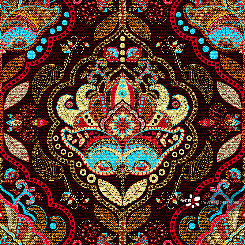 佩斯利花卉无缝图案印度装饰图片素材