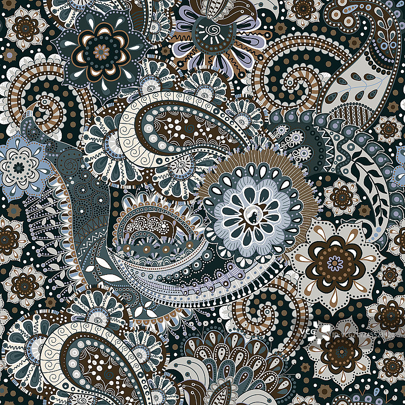 佩斯利花卉无缝图案印度装饰图片素材