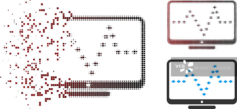 像素碎片半色调监视器点状脉冲图标图片素材