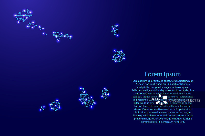 蓝色多边形线条构成的佛得角地图图片素材