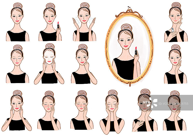 美女化妆卸妆美容护肤套图图片素材