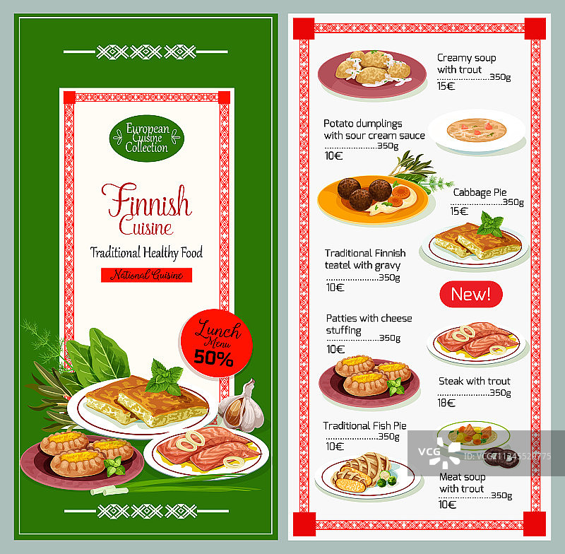 芬兰美食菜肴菜单图片素材