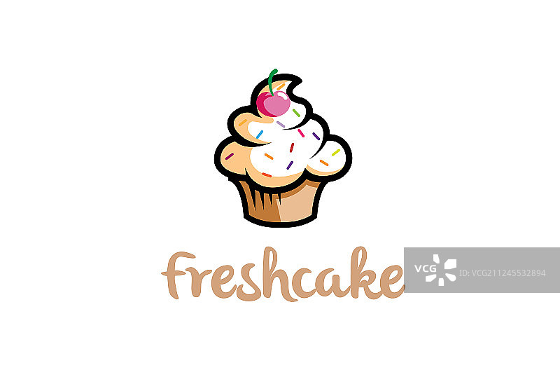 新鲜美味樱桃标志纸杯蛋糕图片素材