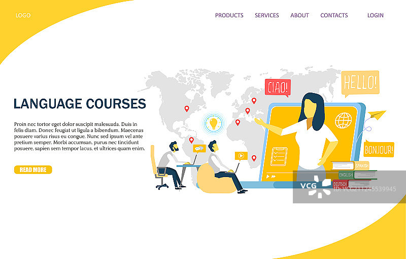 语言课程网站着陆页图片素材