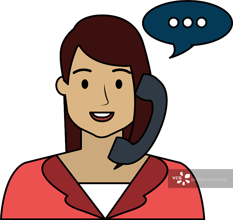 手持电话和对话气泡的呼叫中心客服女性图片素材
