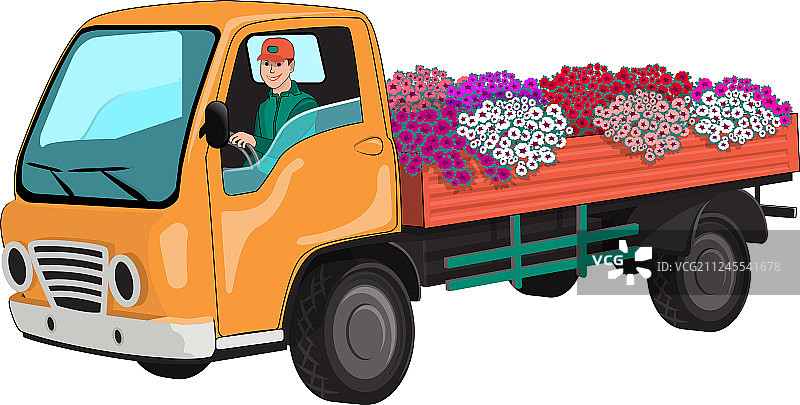 卡车运输鲜花图片素材