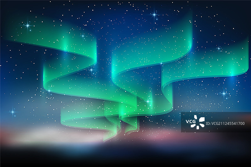 星空蓝天下的极光和繁星图片素材