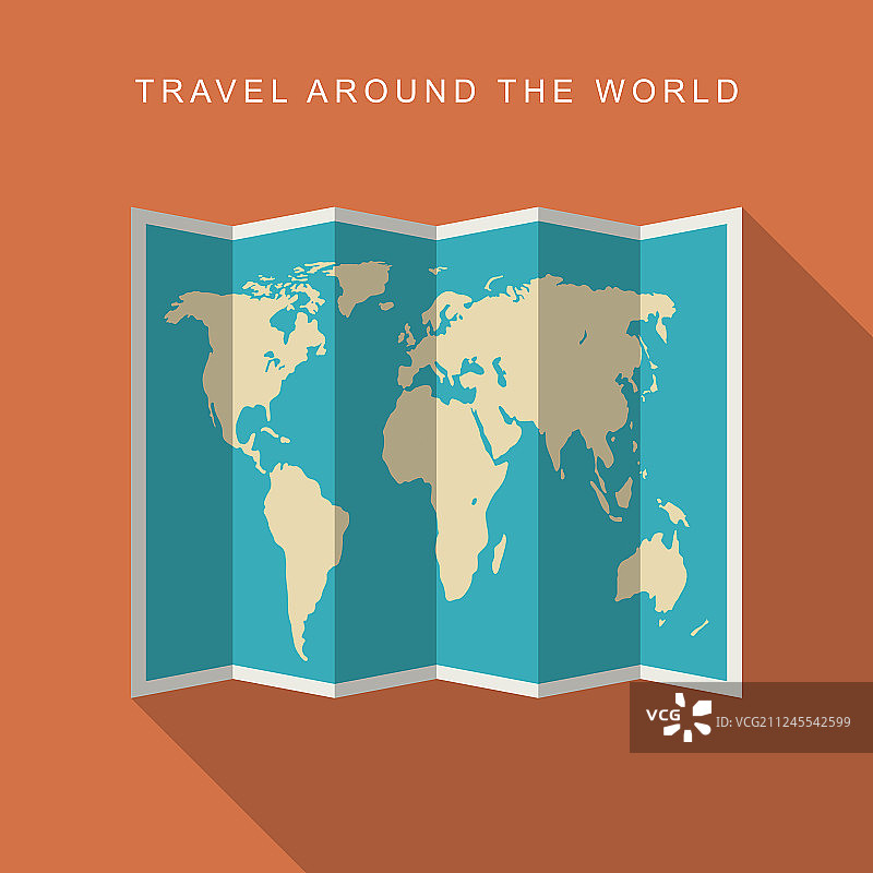 扁平风格的世界地图纸张图标图片素材