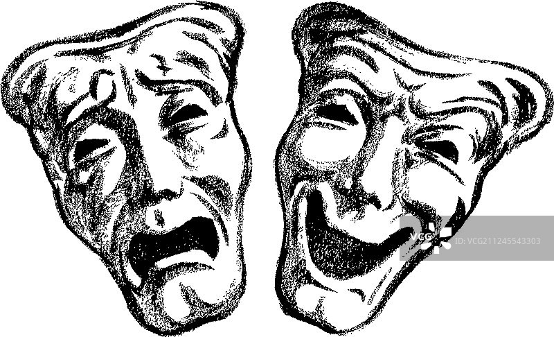 古典戏剧面具手稿图片素材