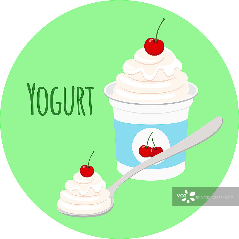 塑料杯装樱桃酸奶图片素材
