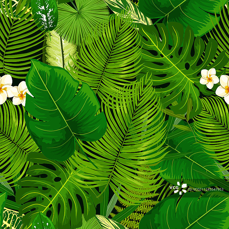 热带异域植物花卉无缝图案图片素材