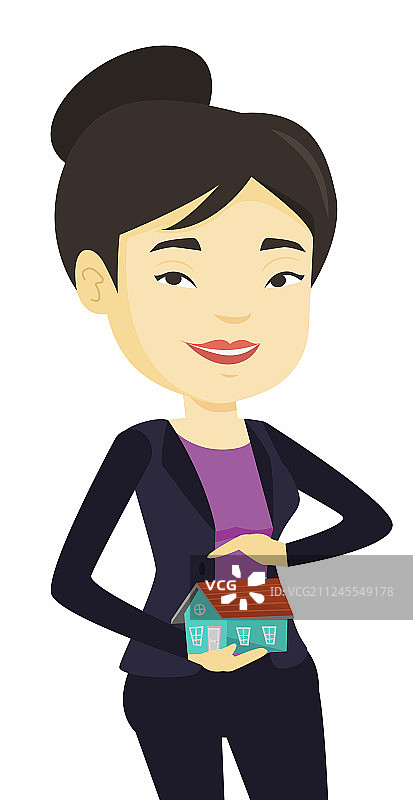 保险代理人保护房屋模型图片素材