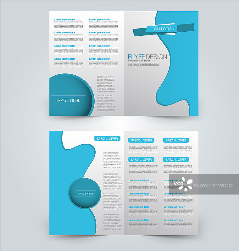 两页折叠宣传册模板设计图片素材