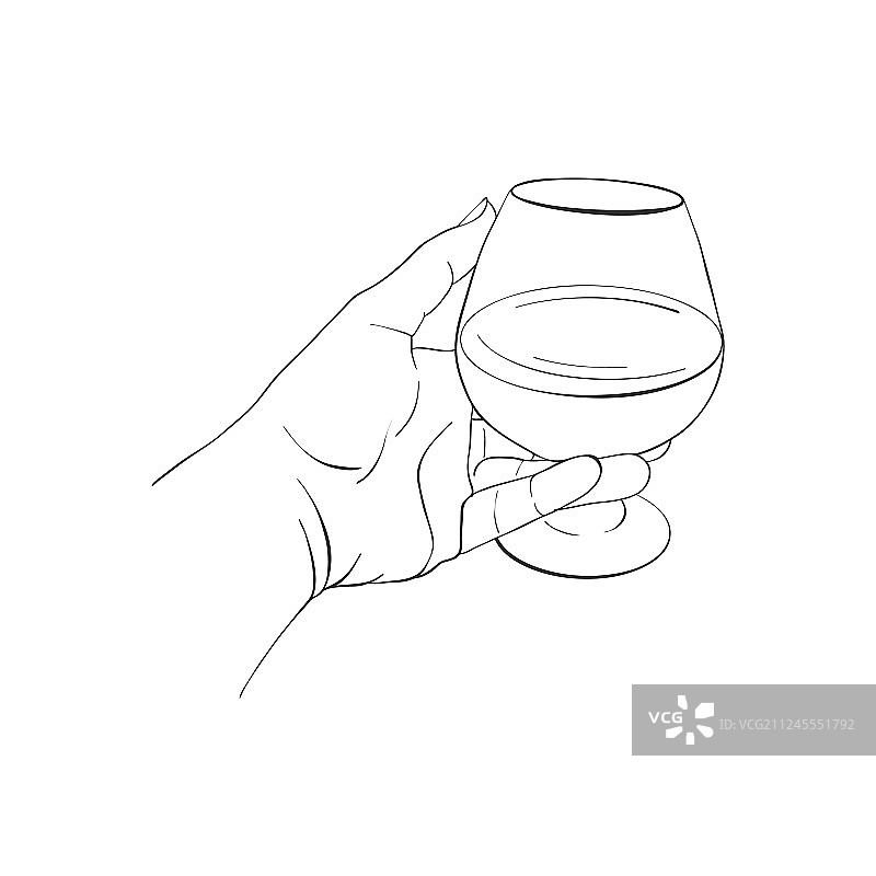 手持干邑白兰地酒杯图片素材